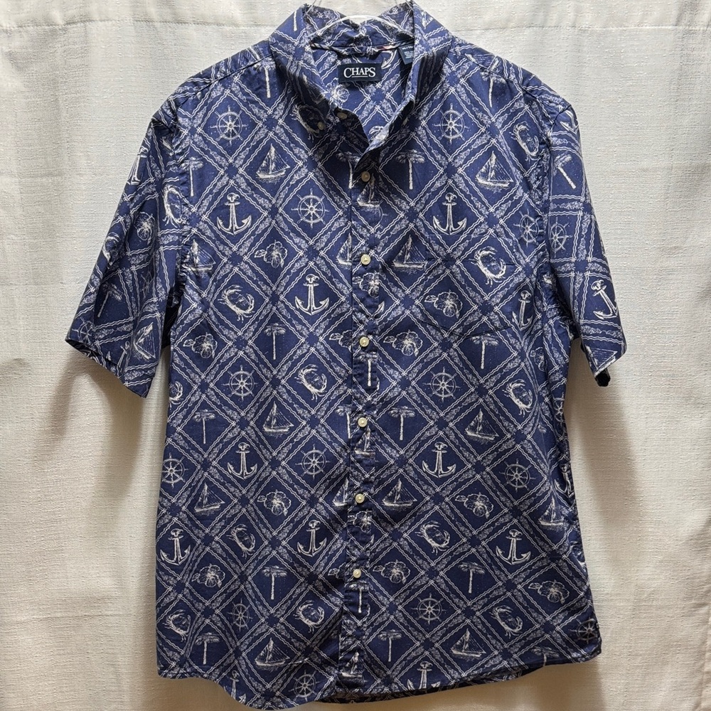 CHAPS Men's Navy Nautical Pattern Shirt